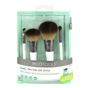 EcoTools On-The-Go Style Kit. The On-The Go Style Kit has all of your favorite travel-friendly tools for effortless application. This kit includes 4 eye brushes, 3 beauty look cards and cosmetic case. After sourcing recycled materials, renewable bamboo and better manufacturing processes, in 2007, EcoTools® was born. Organic beauty. Vegan. Vegan Beauty. Flawless Organics. Cruelty Free. Against animal cruelty. Award Winning. Natural. Makeup.