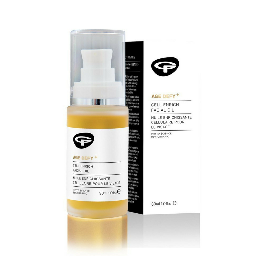 Green People Award Winning Age Defy+ Cell Enrich Facial Oil 30ml. This potent blend of skin nutrients, antioxidants and organic plant actives promotes youth and leaves your skin beautifully soft. Enriched with 20 beauty-enhancing actives for a youthful you. Restores your skin’s suppleness and elasticity. Promotes cell regeneration, reducing appearance of wrinkles. Suitable for those who may have eczema and psoriasis. Organic beauty. Vegan. Vegan Beauty. Flawless Organics Cruelty Free Against animal cruelty.