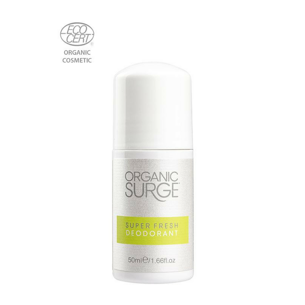 Organic Surge Super Fresh Deodorant 50ml. Specifically formulated with a unique complex of naturally derived ingredients to gently target odour creating bacteria and keep you feeling fresh throughout the day. Organic Surge is opposed to animal testing and no Organic Surge products are tested on animals. Organic beauty. Vegan. Vegan Beauty. Flawless Organics. Cruelty Free. Against animal cruelty. Award Winning. Natural. Makeup.
