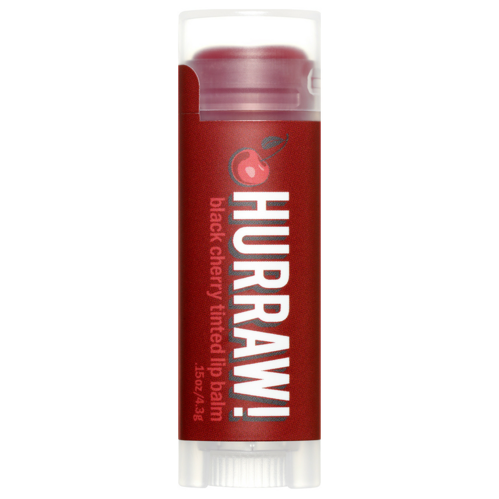 Hurraw! Black Cherry Tinted Lip Balm.  In July, delicious black cherries grace us with their sweet presence straight from the east side orchards of Montana's Flathead Lake. Speaking of gems, a gorgeous red sheer tint is included for your kissers. 100% plant based color. Suitable for all skin types. 83.1% Organic.*certified organic.15.2% wild grown. 100% natural. Hurraw Balm is certified organic by the Montana Department of Agriculture