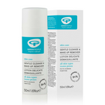 Green People Award Winning Gentle Cleanse & Make-up Remover 50ml. Purifying organic cleanser and make-up remover for all skin types. Gently removes all eye make-up including waterproof mascara Alcohol-free and rich in moisture-binding and anti-inflammatory actives. Cleanses away all impurities and leaves your skin silky smooth. Organic beauty. Vegan. Vegan Beauty. Flawless Organics. Cruelty Free. Against animal cruelty. Award Winning. Natural. Makeup.